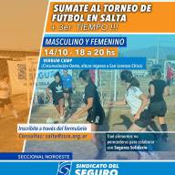 Sindicato del Seguro te invita a sumarte al torneo de fútbol, masculino y femenino en Salta. ¡Además, sumate al tercer tiempo!