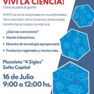 INTA invita a VIVI LA CIENCIA, el próximo miércoles en Plazoleta 4 Siglos